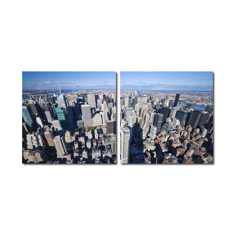 Aerial Manhattan Mounted Photography Print Diptych Multi