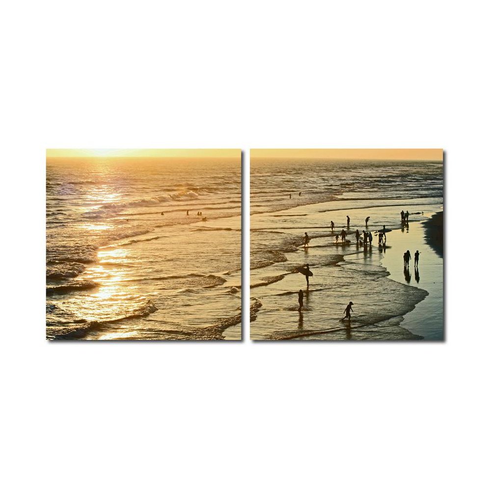 Wading in the Waves Mounted Photography Print Diptych Multi