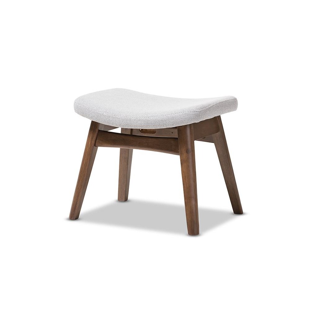 Baxton Studio Vera Mid-Century Modern Light Grey Fabric Upholstered Ottoman