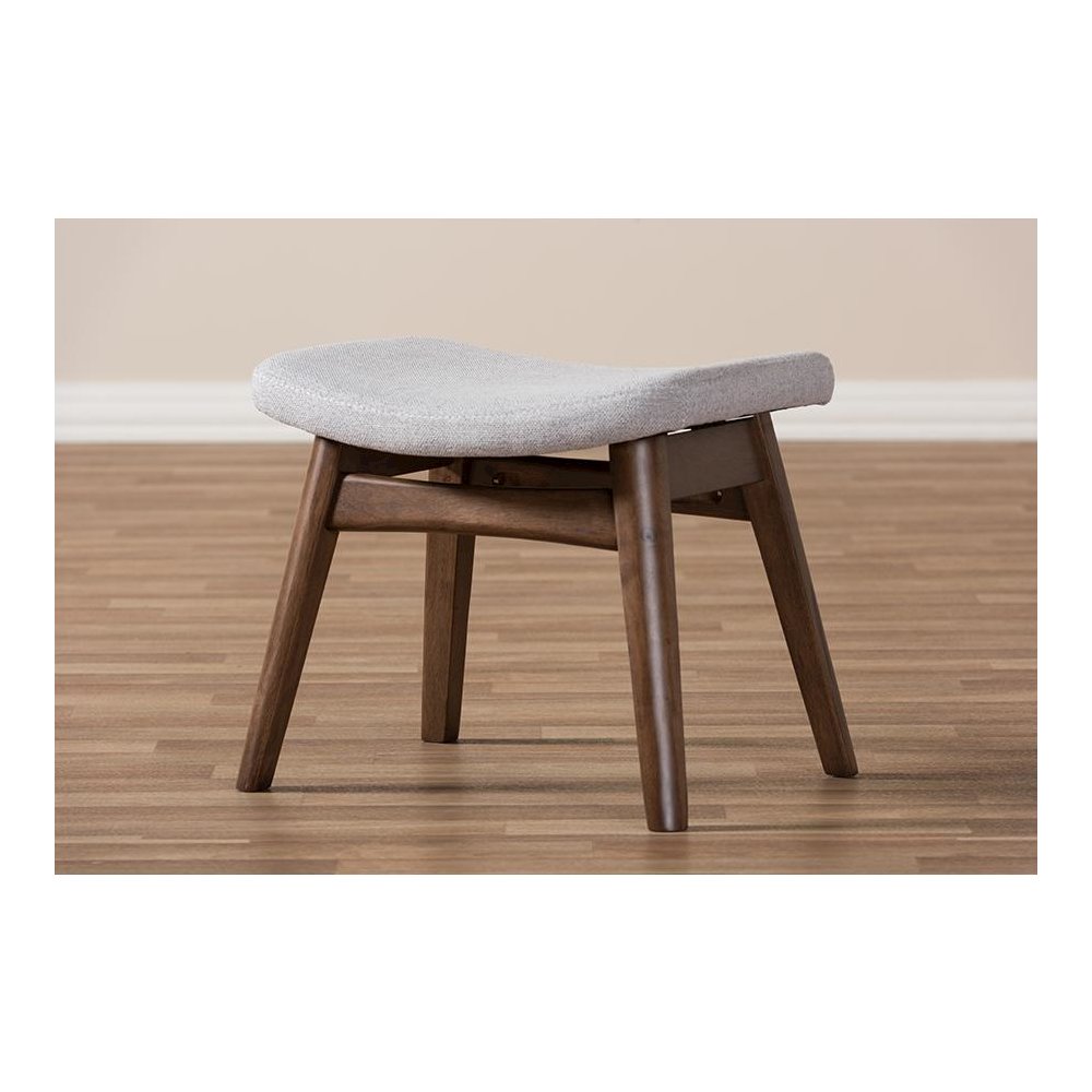 Baxton Studio Vera Mid-Century Modern Light Grey Fabric Upholstered Ottoman