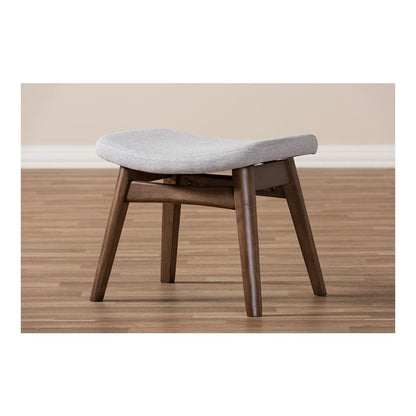 Baxton Studio Vera Mid-Century Modern Light Grey Fabric Upholstered Ottoman