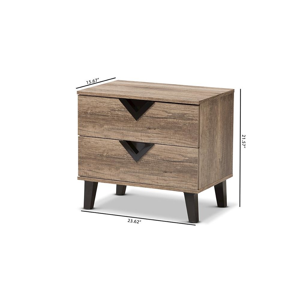 Swanson Modern and Contemporary Light Brown Wood 2-Drawer Nightstand