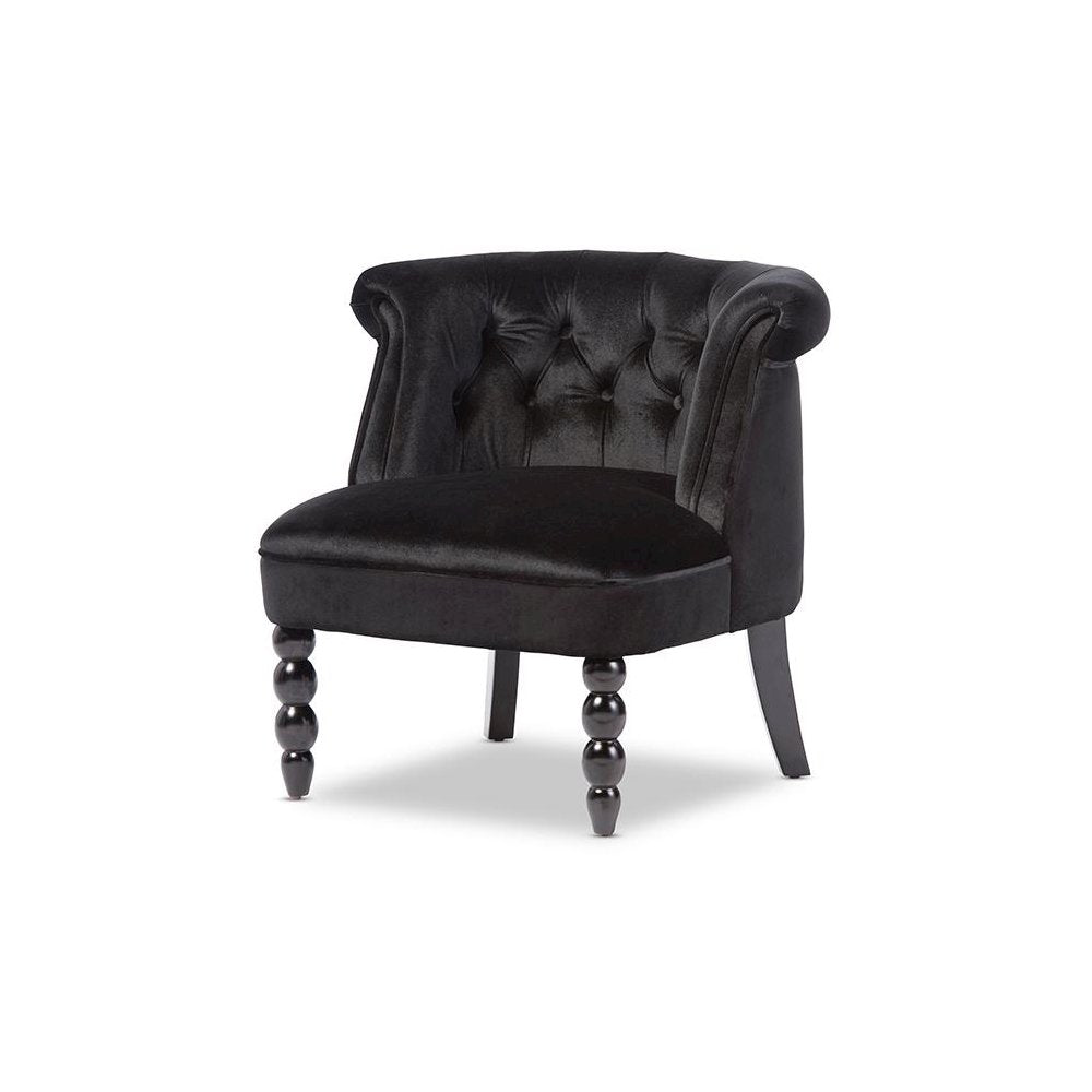 Black Velvet Fabric Upholstered Vanity Accent Chair