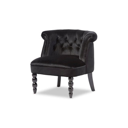 Black Velvet Fabric Upholstered Vanity Accent Chair