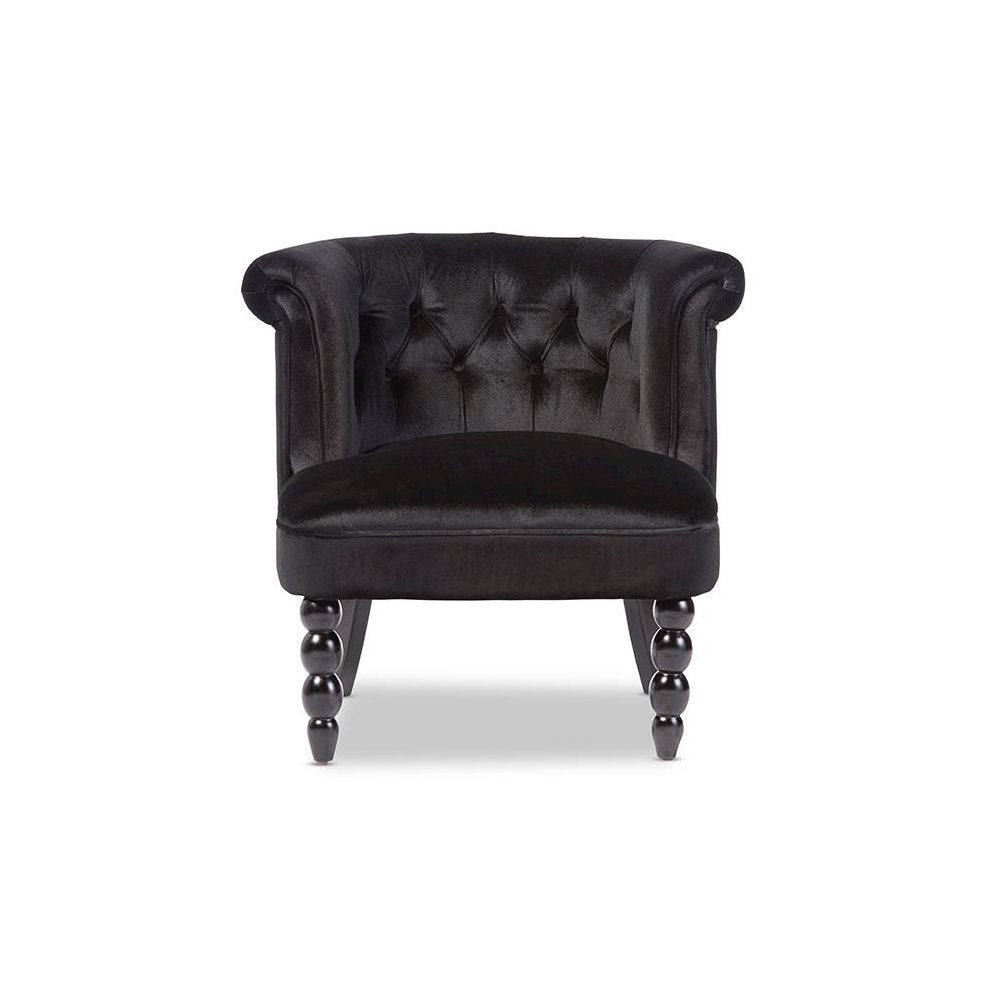 Black Velvet Fabric Upholstered Vanity Accent Chair
