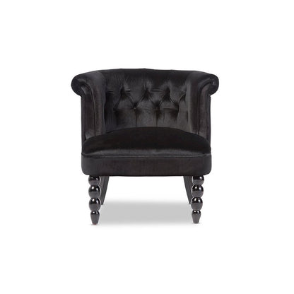Black Velvet Fabric Upholstered Vanity Accent Chair