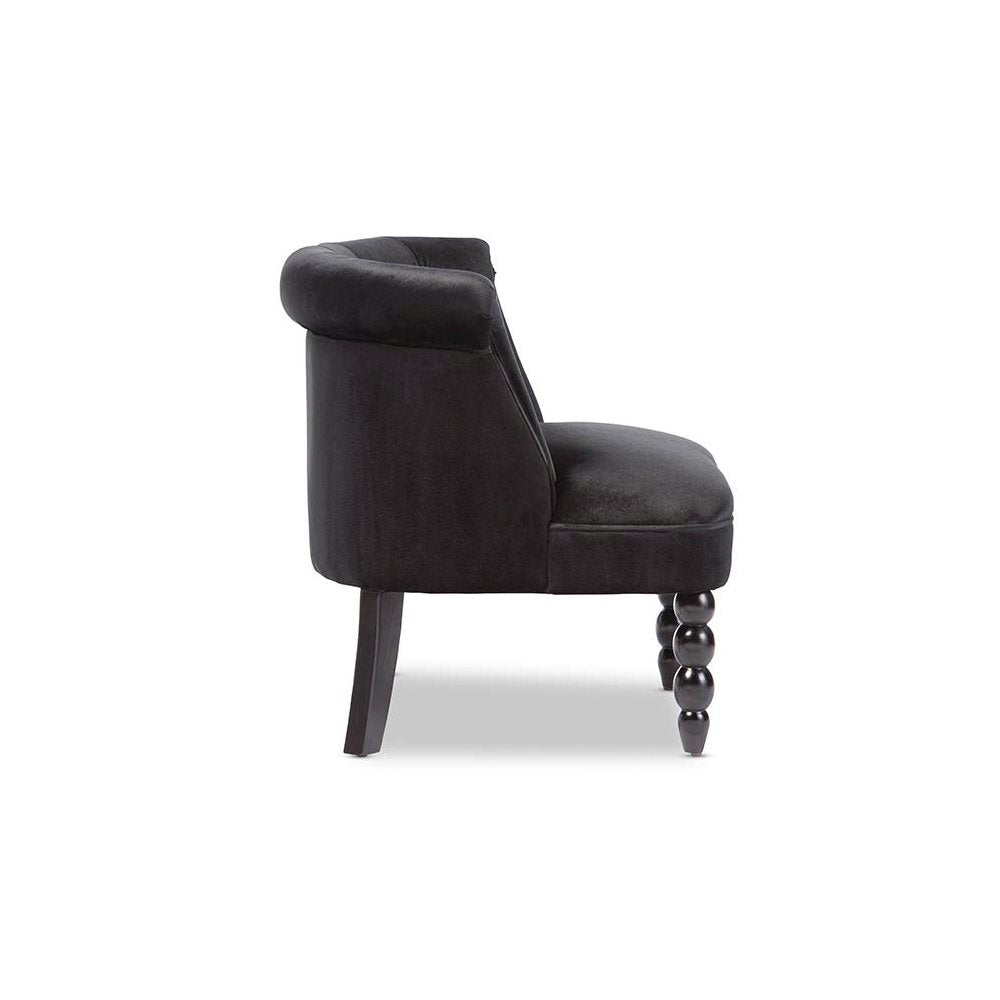 Black Velvet Fabric Upholstered Vanity Accent Chair