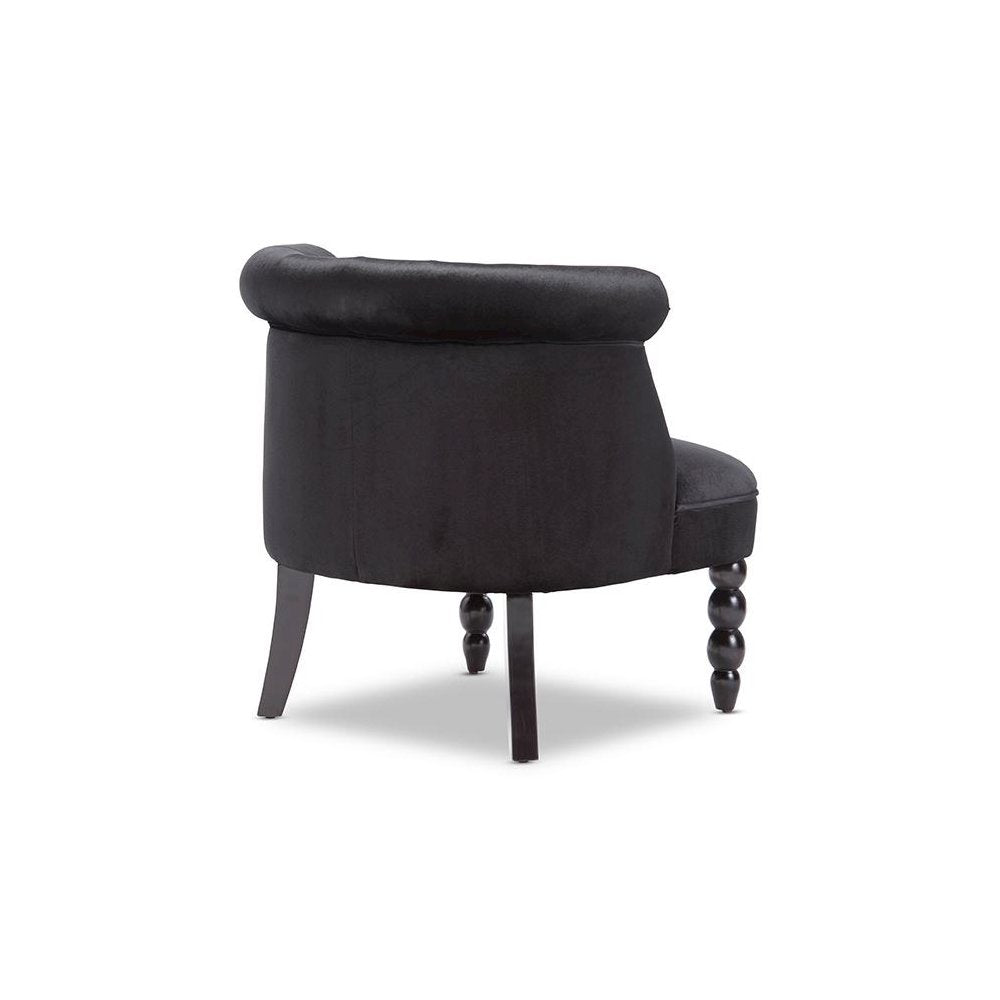 Black Velvet Fabric Upholstered Vanity Accent Chair