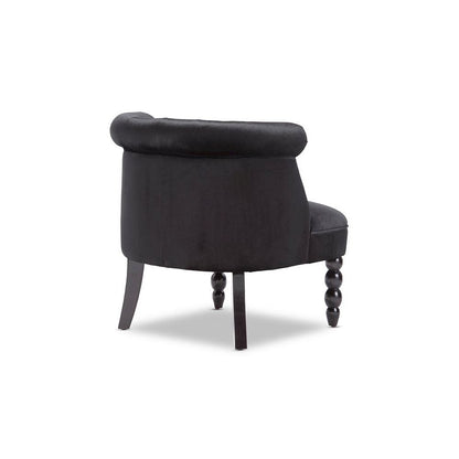 Black Velvet Fabric Upholstered Vanity Accent Chair