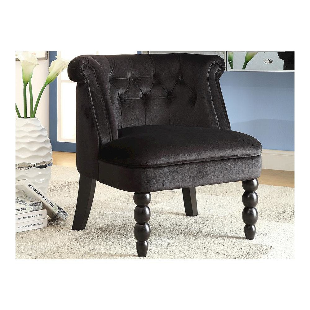 Black Velvet Fabric Upholstered Vanity Accent Chair