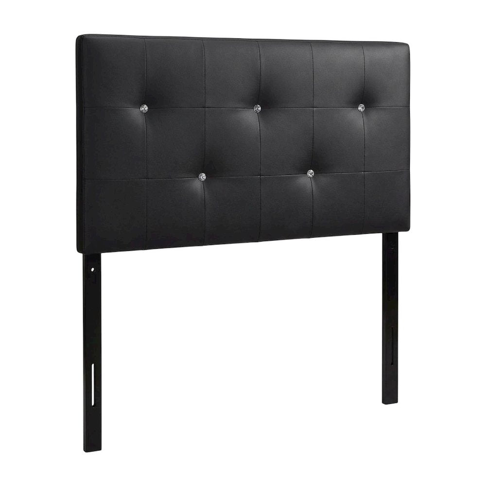 Black Faux Leather Twin Headboard with Padded Upholstery and MDF Frame