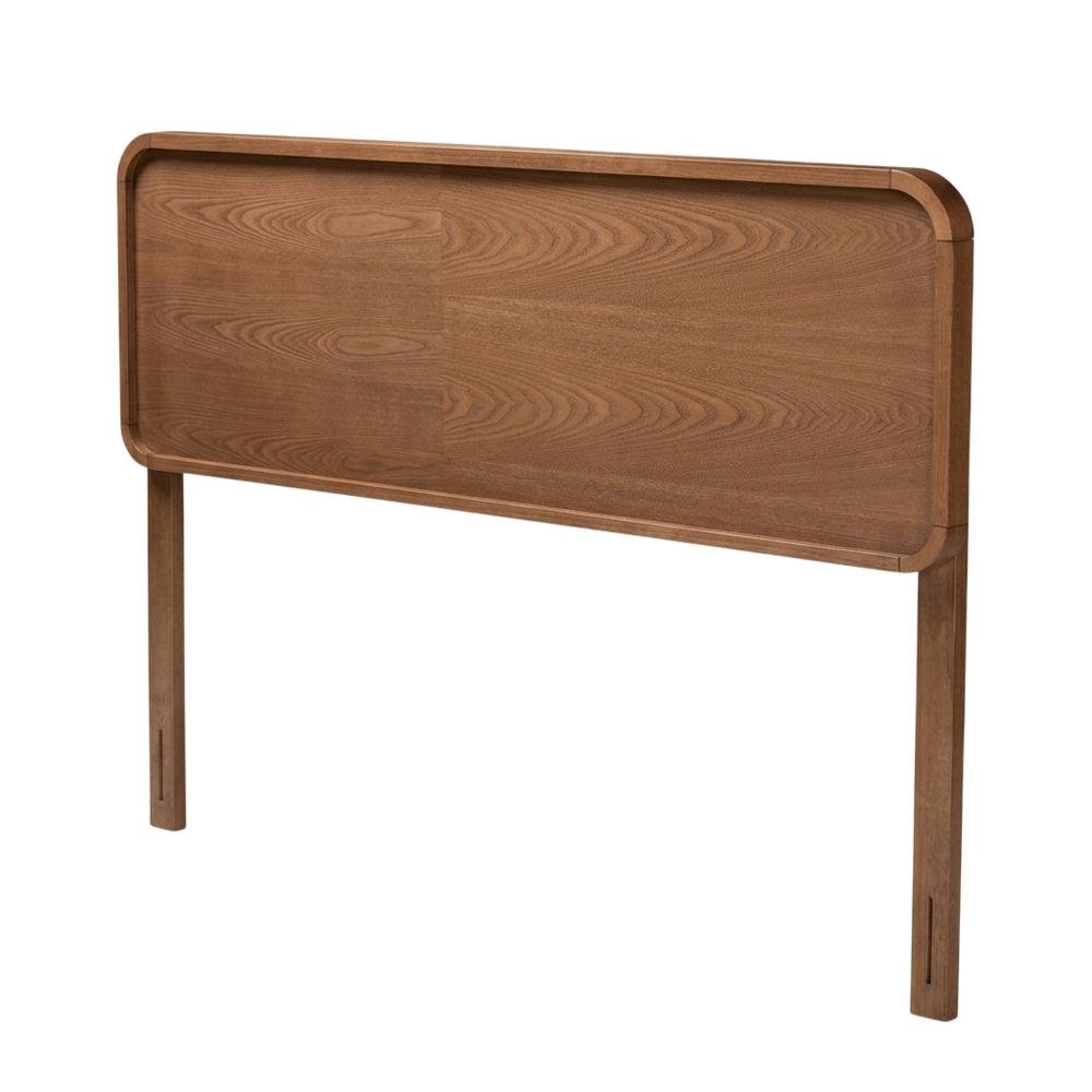 Mid-Century Walnut Brown Finished Wood King Headboard with Sleek Design