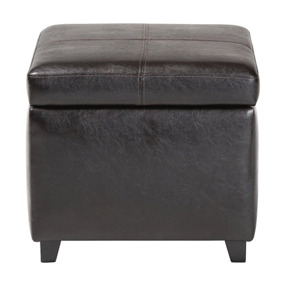 Baxton Studio Dark Brown Full Leather Storage Cube Ottoman
