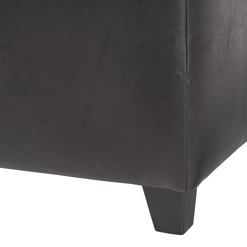 Baxton Studio Dark Brown Full Leather Storage Cube Ottoman