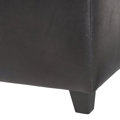 Baxton Studio Dark Brown Full Leather Storage Cube Ottoman