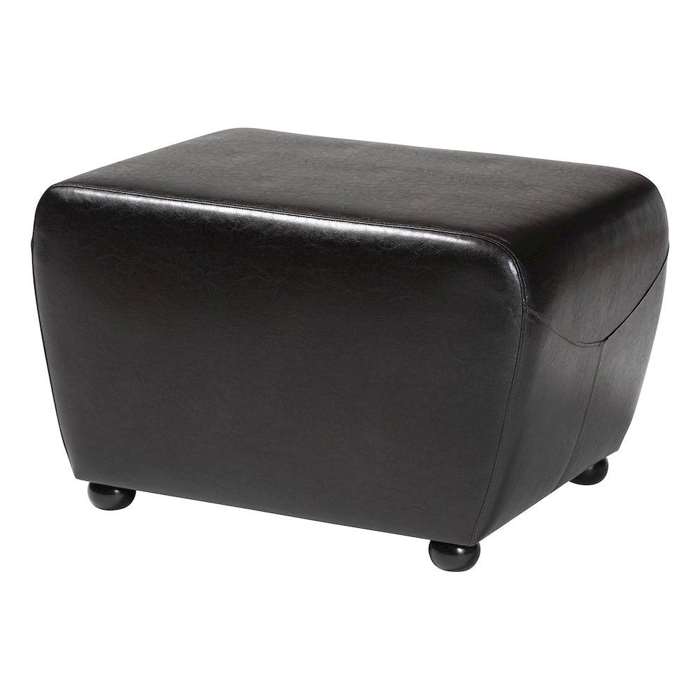 Baxton Studio Dark Brown FauxOttoman with Rounded Sides