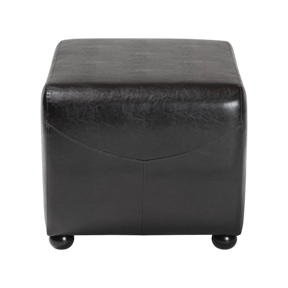 Baxton Studio Dark Brown FauxOttoman with Rounded Sides