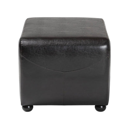 Baxton Studio Dark Brown FauxOttoman with Rounded Sides