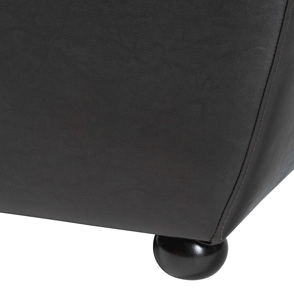Baxton Studio Dark Brown FauxOttoman with Rounded Sides