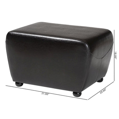 Baxton Studio Dark Brown FauxOttoman with Rounded Sides