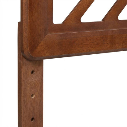 Wood Geometric Cutout Headboard in Walnut Brown with Adjustable Legs