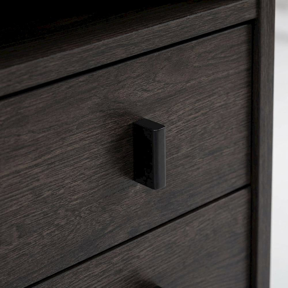 Dark Brown Finish Wood and Metal Nightstand with Drawer Storage for Bedroom