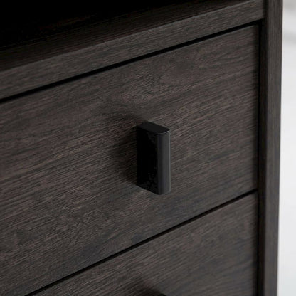 Dark Brown Finish Wood and Metal Nightstand with Drawer Storage for Bedroom