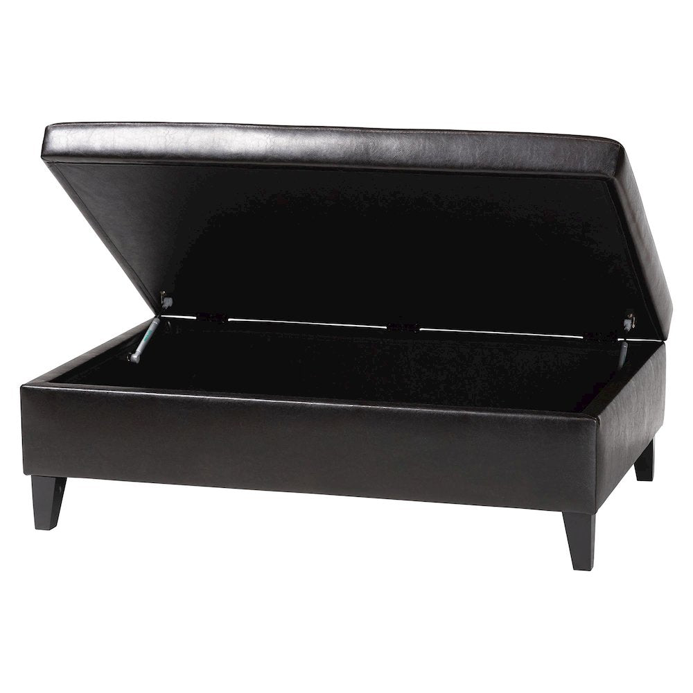 Baxton Studio Dark Brown Faux Leather Storage Cocktail Ottoman