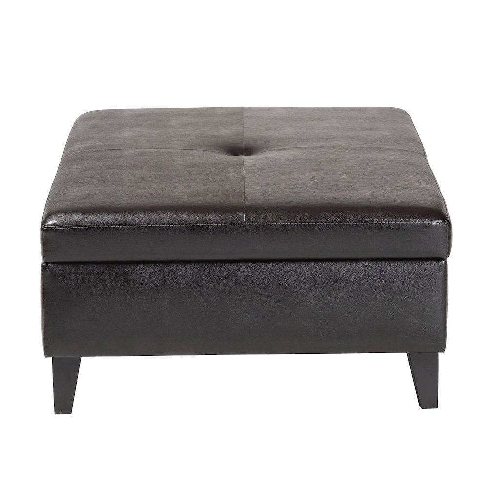 Baxton Studio Dark Brown Faux Leather Storage Cocktail Ottoman