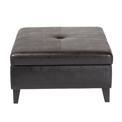 Baxton Studio Dark Brown Faux Leather Storage Cocktail Ottoman