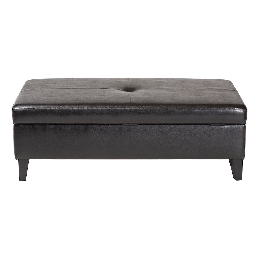 Baxton Studio Dark Brown Faux Leather Storage Cocktail Ottoman