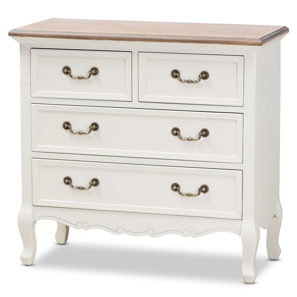 Oak Finished 4-Drawer Accent Storage Cabinet