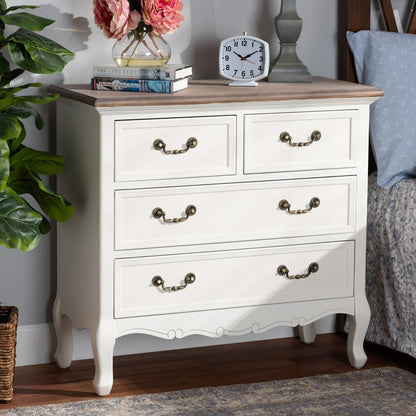 Oak Finished 4-Drawer Accent Storage Cabinet