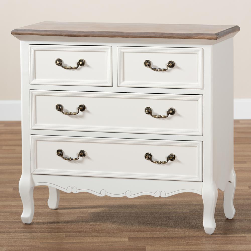 Oak Finished 4-Drawer Accent Storage Cabinet