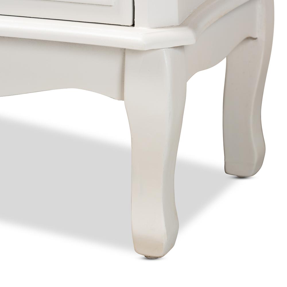 Country Provincial White-Finished 3-Drawer Wood Storage Cabinet