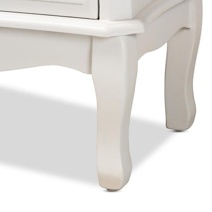 Country Provincial White-Finished 3-Drawer Wood Storage Cabinet