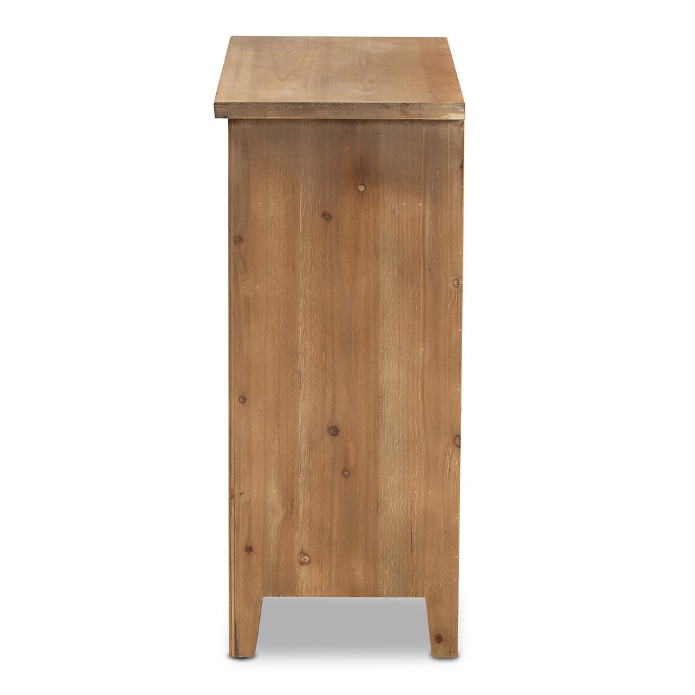 Transitional Medium Oak Finished 3-Drawer Wood Spindle Storage Cabinet