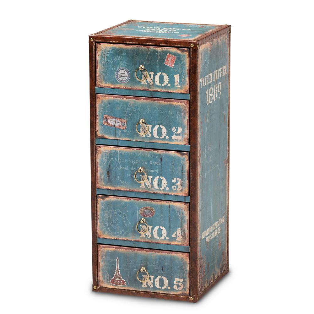 Inspired Blue Finished Wood 5-Drawer Accent Storage Cabinet