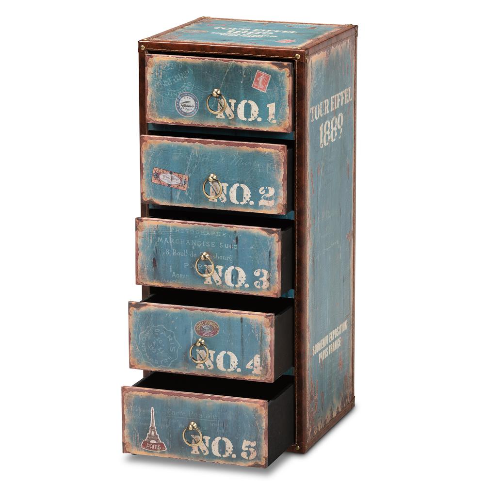 Inspired Blue Finished Wood 5-Drawer Accent Storage Cabinet