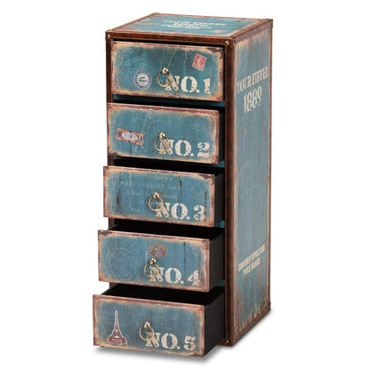 Inspired Blue Finished Wood 5-Drawer Accent Storage Cabinet