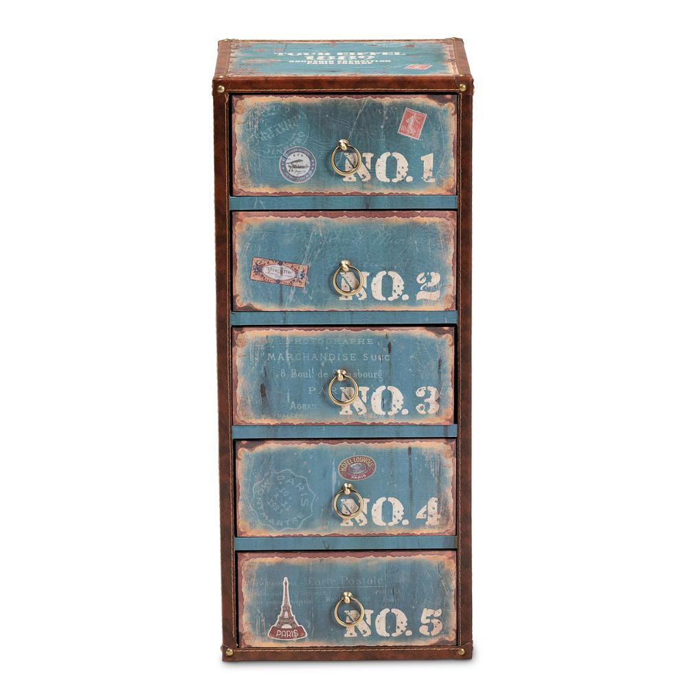 Inspired Blue Finished Wood 5-Drawer Accent Storage Cabinet
