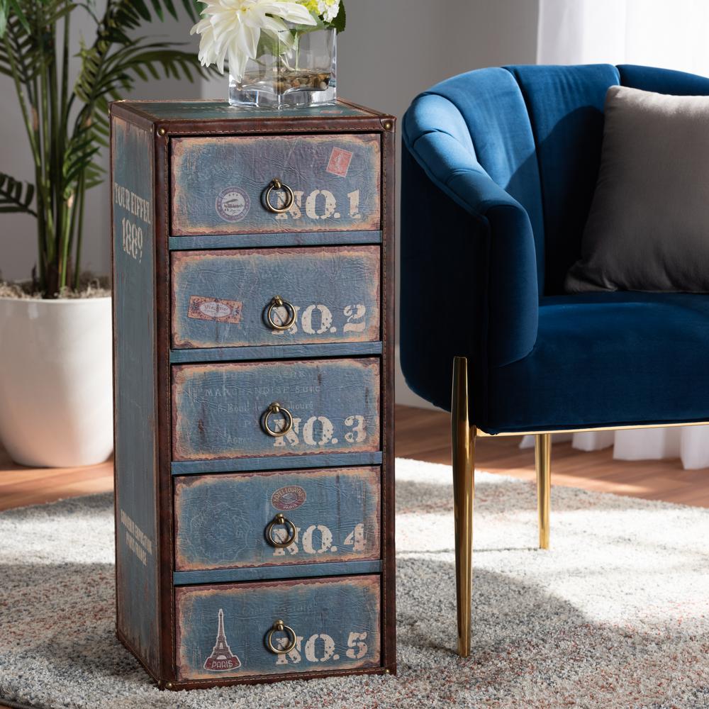 Inspired Blue Finished Wood 5-Drawer Accent Storage Cabinet