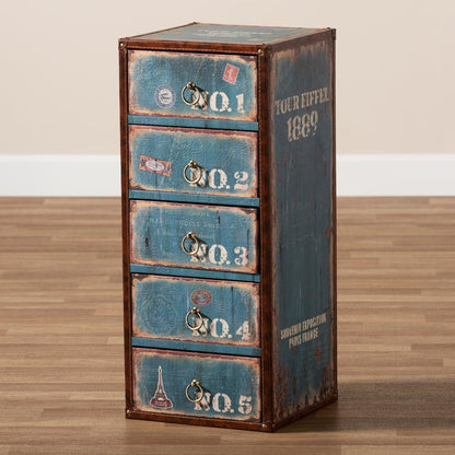 Inspired Blue Finished Wood 5-Drawer Accent Storage Cabinet