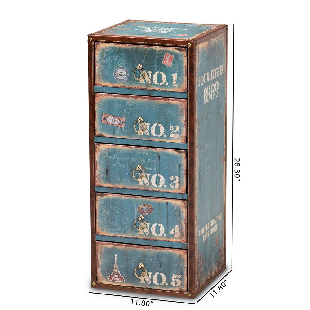 Inspired Blue Finished Wood 5-Drawer Accent Storage Cabinet