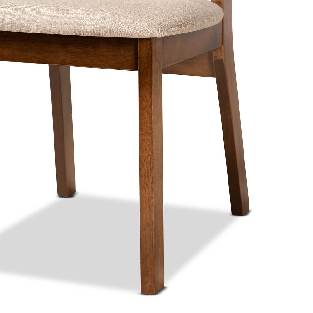 Sand Fabric Upholstered and Walnut Brown Finished Wood 5-Piece Dining Set