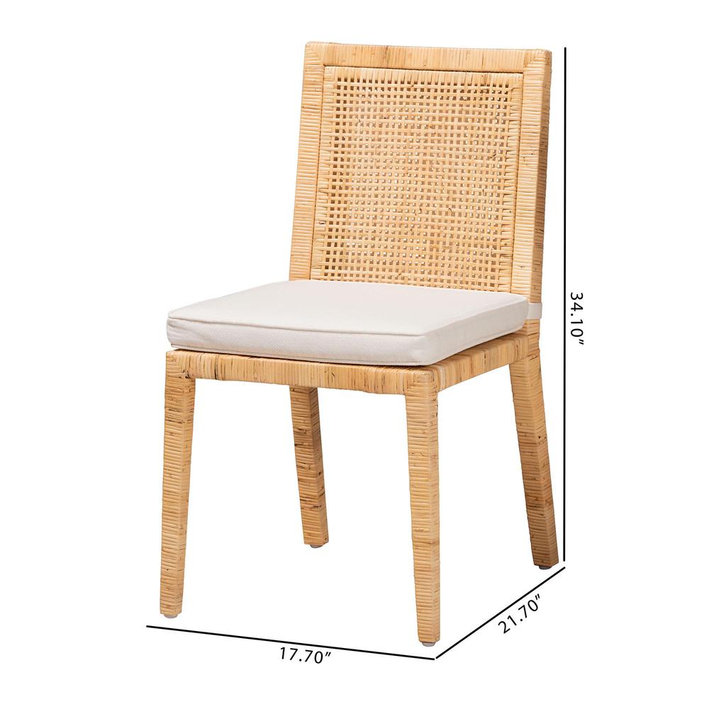 Natural Finished Wood and Rattan Dining Chair