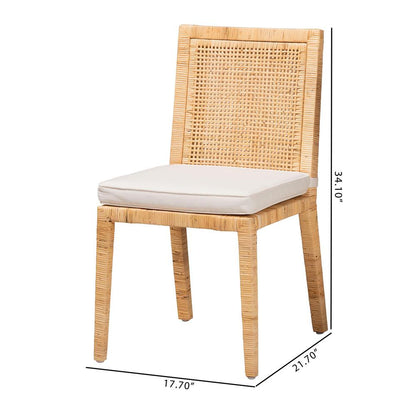 Natural Finished Wood and Rattan Dining Chair