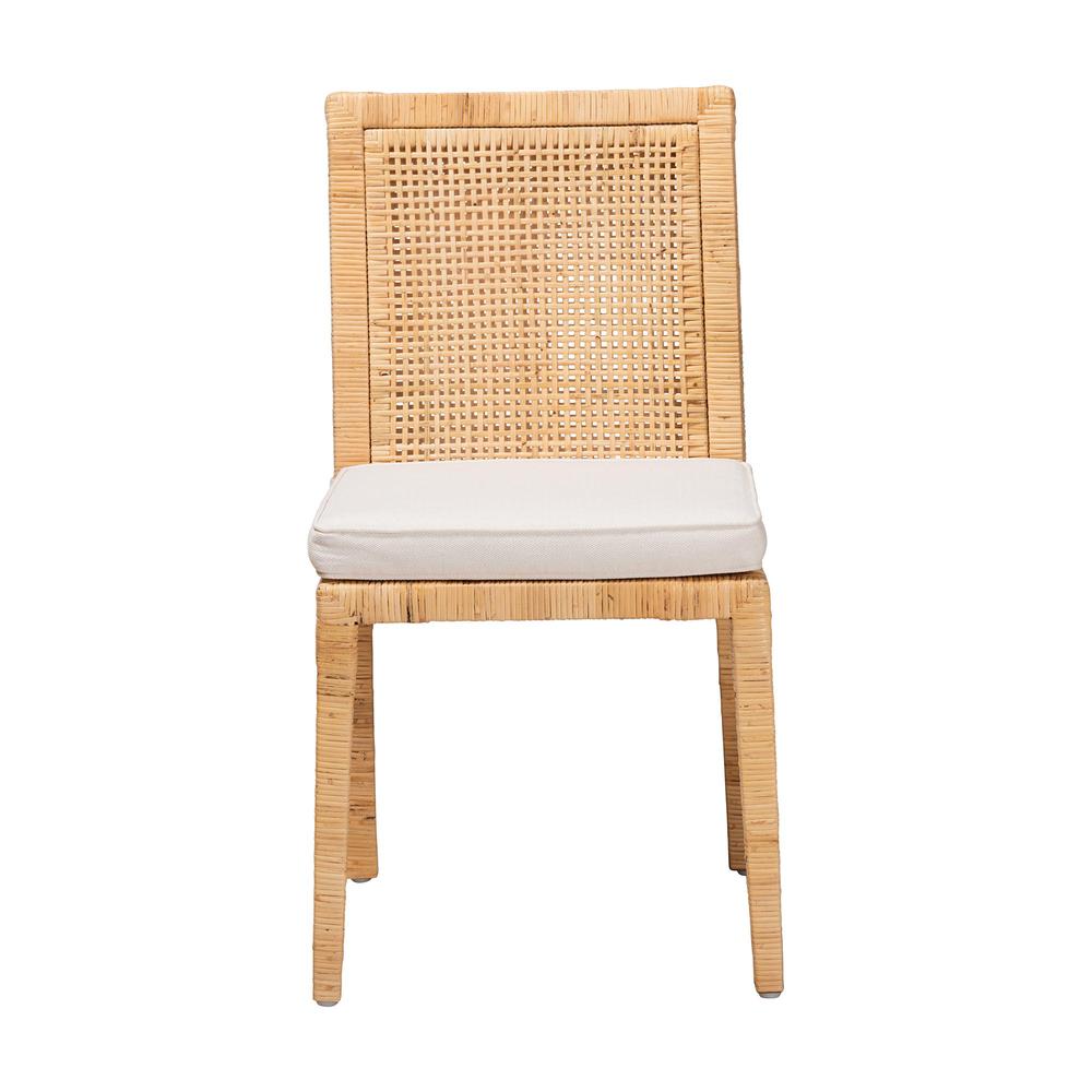 Natural Finished Wood and Rattan Dining Chair