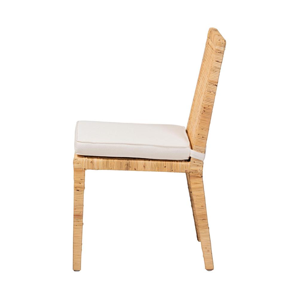 Natural Finished Wood and Rattan Dining Chair