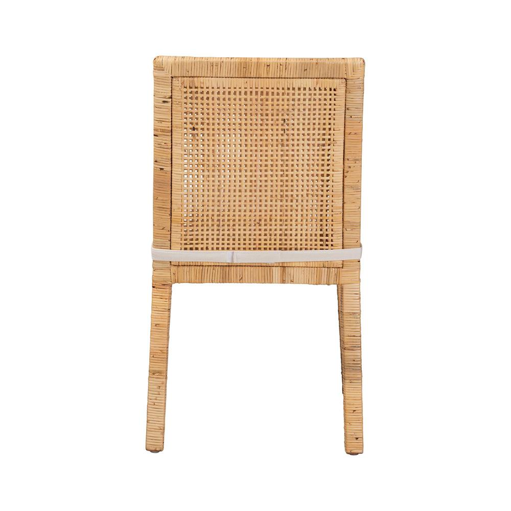 Natural Finished Wood and Rattan Dining Chair